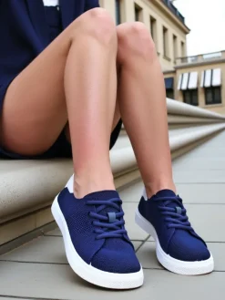 Bieganie, Ćwiczenia I Trening^Royalfashion Damskie materiałowe buty sportowe Esellaf Granatowy