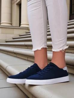 Bieganie, Ćwiczenia I Trening^Royalfashion Damskie materiałowe buty sportowe Esellaf Granatowy