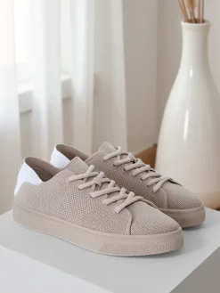 Bieganie, Ćwiczenia I Trening^Royalfashion Damskie materiałowe buty sportowe Esellaf beżowy