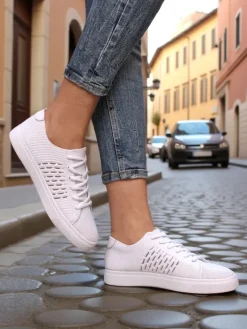 Bieganie, Ćwiczenia I Trening^Royalfashion Damskie materiałowe buty sportowe Norbiese biały