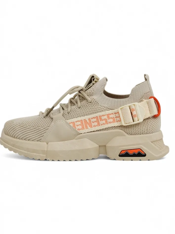 Bieganie, Ćwiczenia I Trening^Royalfashion Damskie materiałowe buty sportowe Selaffa beżowy