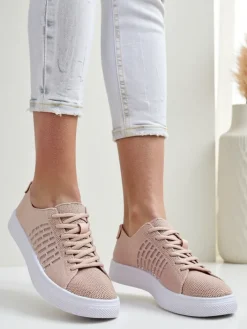 Bieganie, Ćwiczenia I Trening^Royalfashion Damskie materiałowe buty sportowe Norbiese różowy