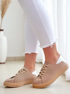 Bieganie, Ćwiczenia I Trening^Royalfashion Damskie materiałowe buty sportowe Esellaf jasny brązowy