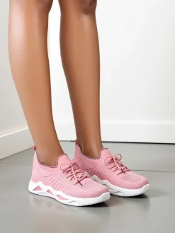 Bieganie, Ćwiczenia I Trening^Royalfashion Damskie materiałowe buty sportowe Rinsel różowy