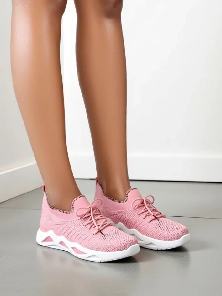 Bieganie, Ćwiczenia I Trening^Royalfashion Damskie materiałowe buty sportowe Rinsel różowy