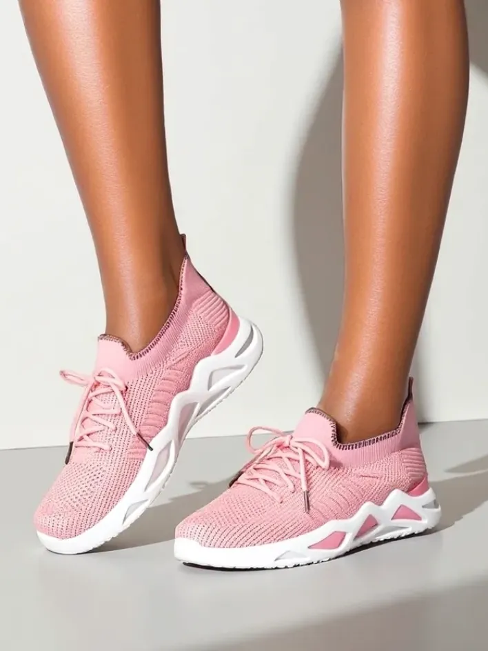 Bieganie, Ćwiczenia I Trening^Royalfashion Damskie materiałowe buty sportowe Rinsel różowy