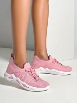 Bieganie, Ćwiczenia I Trening^Royalfashion Damskie materiałowe buty sportowe Rinsel różowy