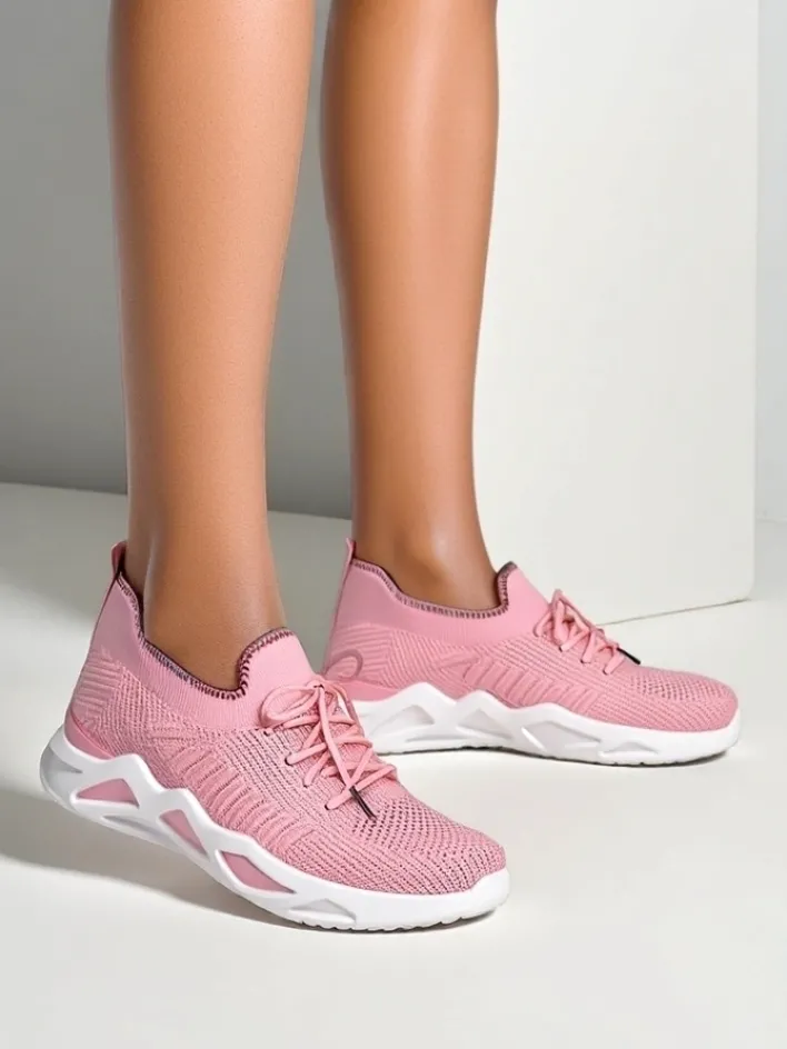 Bieganie, Ćwiczenia I Trening^Royalfashion Damskie materiałowe buty sportowe Rinsel różowy