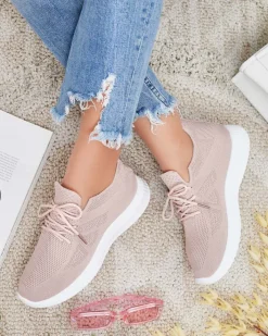 Bieganie, Ćwiczenia I Trening^Royalfashion Damskie materiałowe buty sportowe Vobullo różowy