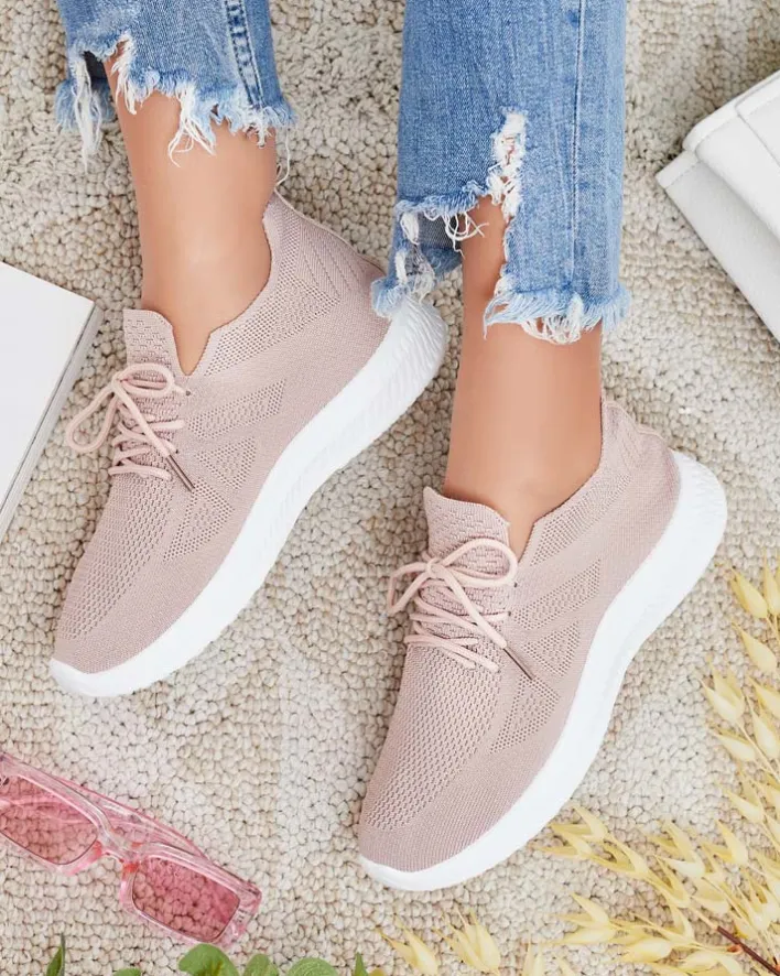 Bieganie, Ćwiczenia I Trening^Royalfashion Damskie materiałowe buty sportowe Vobullo różowy