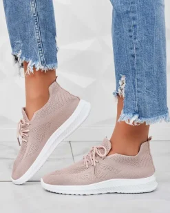 Bieganie, Ćwiczenia I Trening^Royalfashion Damskie materiałowe buty sportowe Vobullo różowy