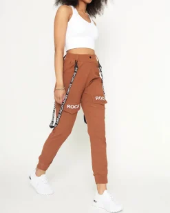 Spodnie Cargo|Spodnie Dresowe^Royalfashion Damskie materiałowe spodnie typu bojówki z szelkami w kolorze Camel