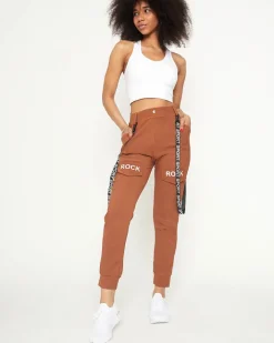 Spodnie Cargo|Spodnie Dresowe^Royalfashion Damskie materiałowe spodnie typu bojówki z szelkami w kolorze Camel