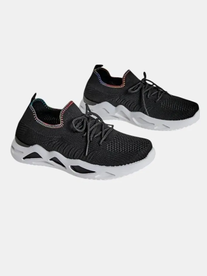 Bieganie, Ćwiczenia I Trening^Royalfashion Damskie materiałowe buty sportowe Rinsel czarny