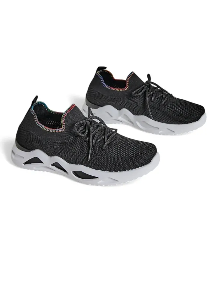 Bieganie, Ćwiczenia I Trening^Royalfashion Damskie materiałowe buty sportowe Rinsel czarny