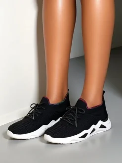 Bieganie, Ćwiczenia I Trening^Royalfashion Damskie materiałowe buty sportowe Rinsel czarny