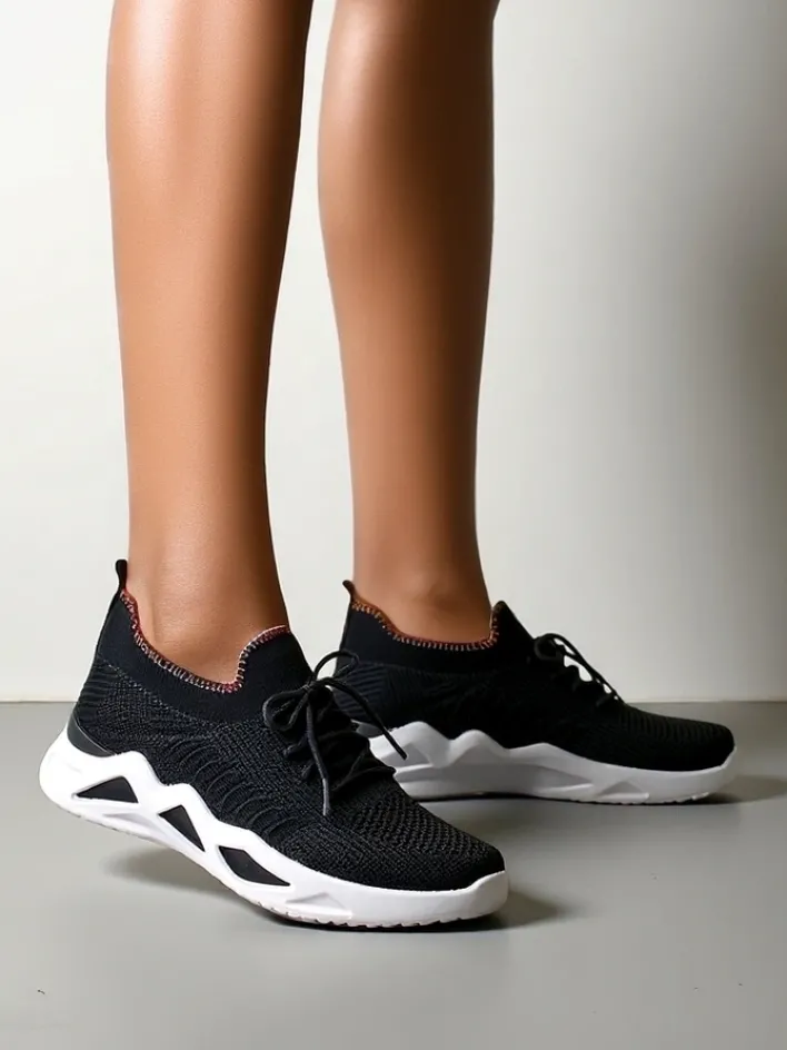 Bieganie, Ćwiczenia I Trening^Royalfashion Damskie materiałowe buty sportowe Rinsel czarny