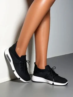 Bieganie, Ćwiczenia I Trening^Royalfashion Damskie materiałowe buty sportowe Rinses czarny