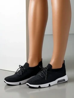 Bieganie, Ćwiczenia I Trening^Royalfashion Damskie materiałowe buty sportowe Rinses czarny