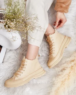 Trampki|Ocieplane^Royalfashion Damskie ocieplane buty sportowe a'la trampki Benvilo beżowy