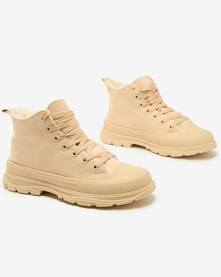 Trampki|Ocieplane^Royalfashion Damskie ocieplane buty sportowe a'la trampki Benvilo beżowy
