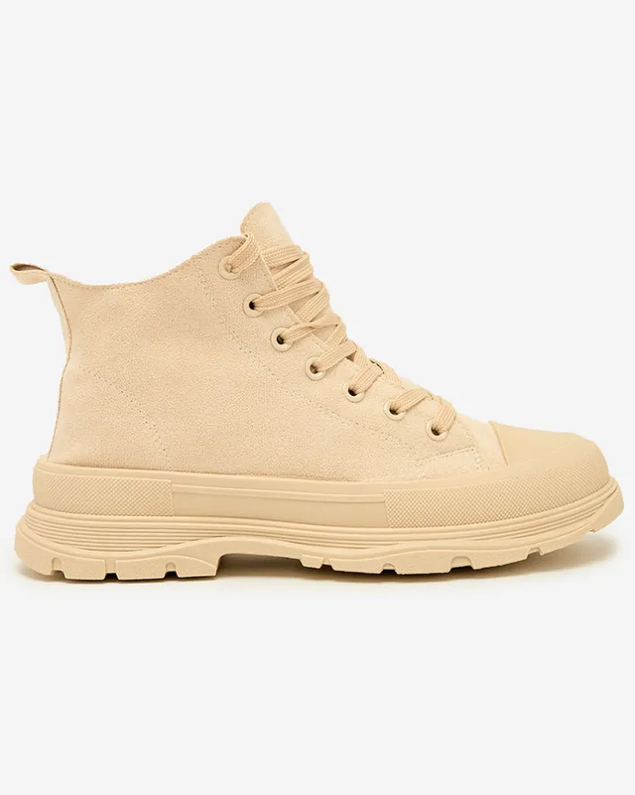 Trampki|Ocieplane^Royalfashion Damskie ocieplane buty sportowe a'la trampki Benvilo beżowy