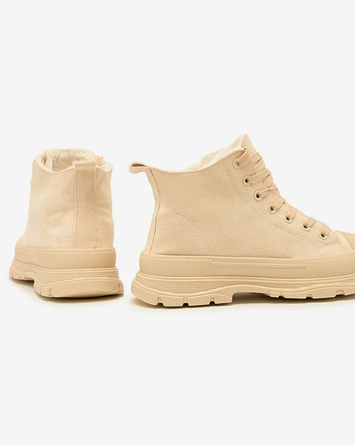 Trampki|Ocieplane^Royalfashion Damskie ocieplane buty sportowe a'la trampki Benvilo beżowy