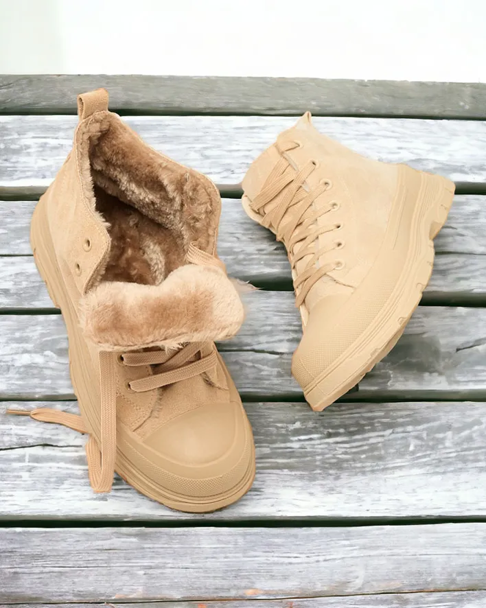 Trampki|Ocieplane^Royalfashion Damskie ocieplane buty sportowe a'la trampki Benvilo beżowy