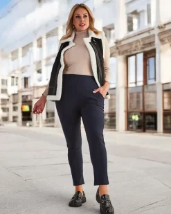 Legginsy / Tregginsy|Plus Size^Royalfashion Damskie ocieplane spodnie typu tregginsy PLUS SIZE Granatowy