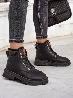 Trapery|Botki Z Delikatnym Ociepleniem^Royalfashion Damskie ocieplane botki typu trapery Radoras czarny