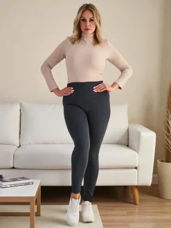 Legginsy / Tregginsy|Plus Size^Royalfashion Damskie ocieplane spodnie typu tregginsy PLUS SIZE Granatowy