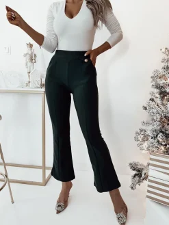 Legginsy / Tregginsy^Royalfashion Damskie ocieplane tregginsy a'la dzwony w kolorze m zielony