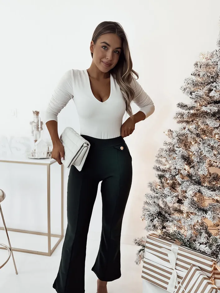 Legginsy / Tregginsy^Royalfashion Damskie ocieplane tregginsy a'la dzwony w kolorze m zielony