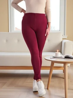 Legginsy / Tregginsy|Plus Size^Royalfashion Damskie ocieplane spodnie typu tregginsy PLUS SIZE Bordowy