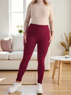 Legginsy / Tregginsy|Plus Size^Royalfashion Damskie ocieplane spodnie typu tregginsy PLUS SIZE Bordowy