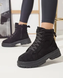 Trapery|Botki Z Delikatnym Ociepleniem^Royalfashion Damskie ocieplane botki typu trapery w m kolozre Tivica czarny