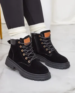 Trapery|Botki Z Delikatnym Ociepleniem^Royalfashion Damskie ocieplane botki typu trapery w kolorze m Radoras czarny