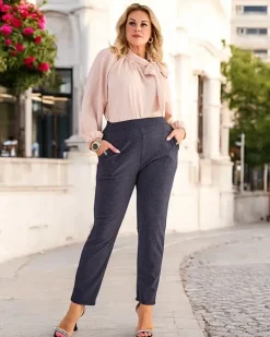 Legginsy / Tregginsy|Plus Size^Royalfashion Damskie ocieplane tregginsy w kropki PLUS SIZE Ecru