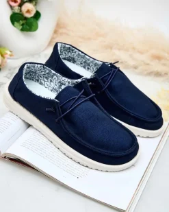 Półbuty^Royalfashion Damskie półbuty sznurowane Reptess Granatowy