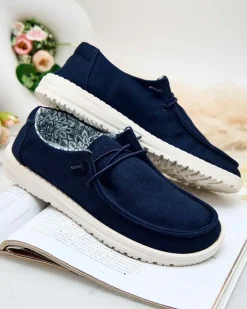 Półbuty^Royalfashion Damskie półbuty sznurowane Reptess Granatowy