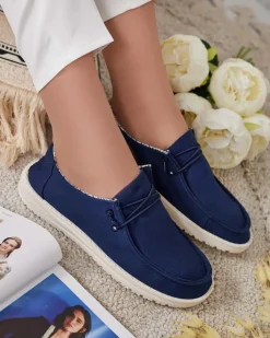 Półbuty^Royalfashion Damskie półbuty sznurowane Reptess Granatowy