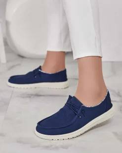 Półbuty^Royalfashion Damskie półbuty sznurowane Reptess Granatowy