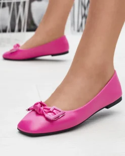 Baleriny Klasyczne^Royalfashion Damskie różowe baleriny z ozdobą na nosku Caxien różowy