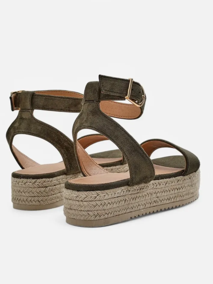 Sandały Na Koturnie^Royalfashion Damskie sandały na platformie Finna zielony