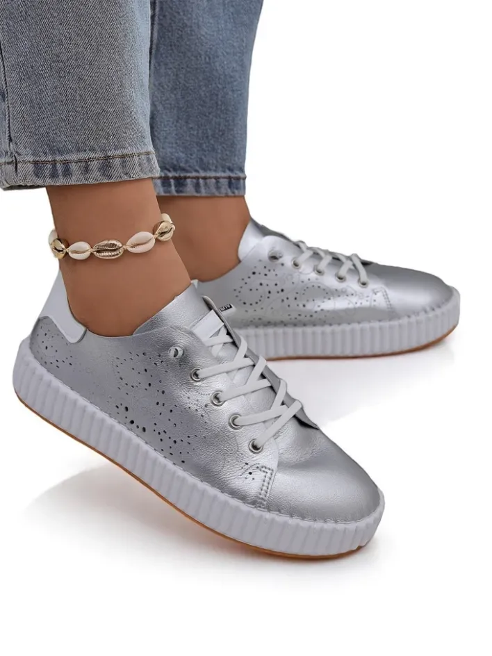 Sneakersy|Sportowe^Royalfashion Damskie sneakersy ażurowe Luna Lace biały