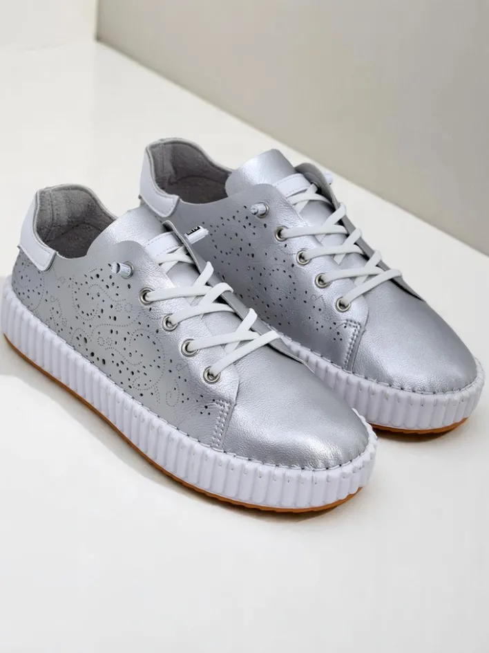 Sneakersy|Sportowe^Royalfashion Damskie sneakersy ażurowe Luna Lace biały