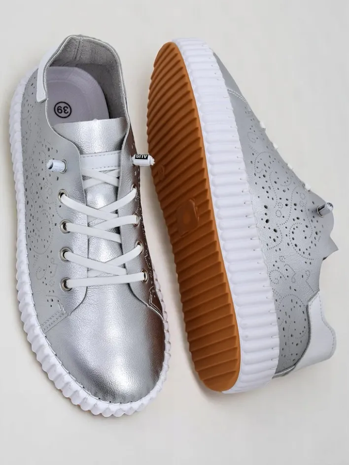 Sneakersy|Sportowe^Royalfashion Damskie sneakersy ażurowe Luna Lace biały