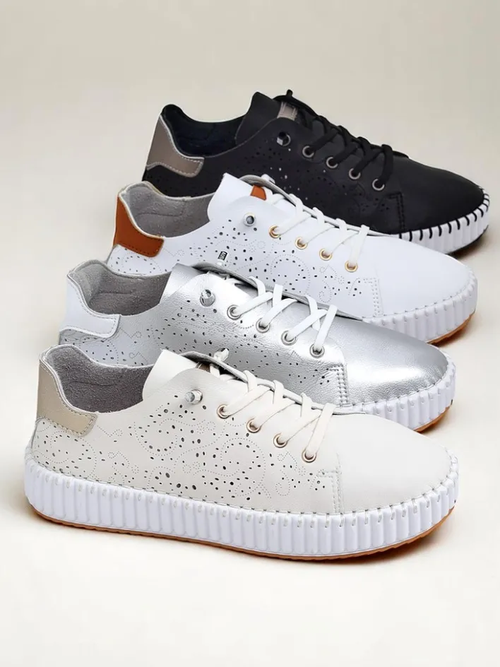 Sneakersy|Sportowe^Royalfashion Damskie sneakersy ażurowe Luna Lace biały