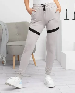 Spodnie Dresowe^Royalfashion Damskie spodnie dresowe w kolorze jasnoszarym Jasny szary