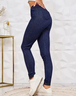 Legginsy / Tregginsy^Royalfashion Damskie spodnie typu tregginsy Granatowy